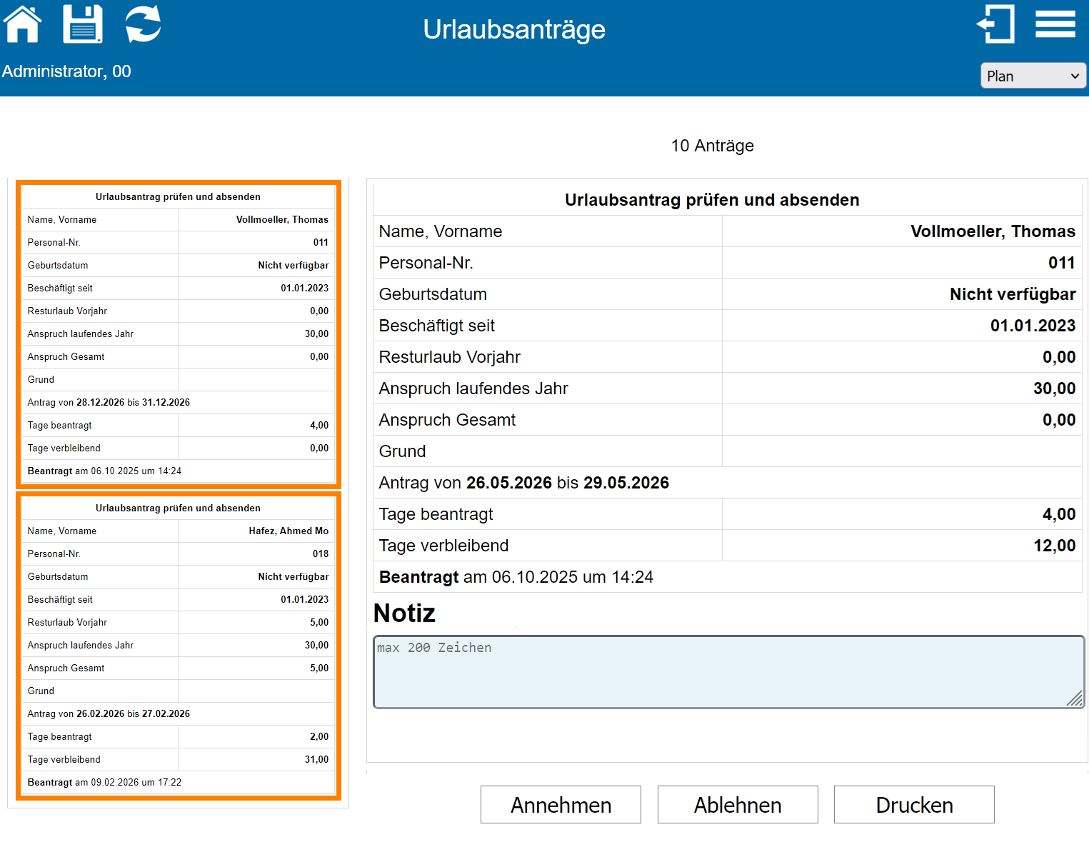 Schichtplan Urlaubsantrag